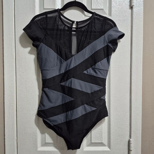 Women's MAGICSUIT Black Gray One Piece Swimsuit Size 12